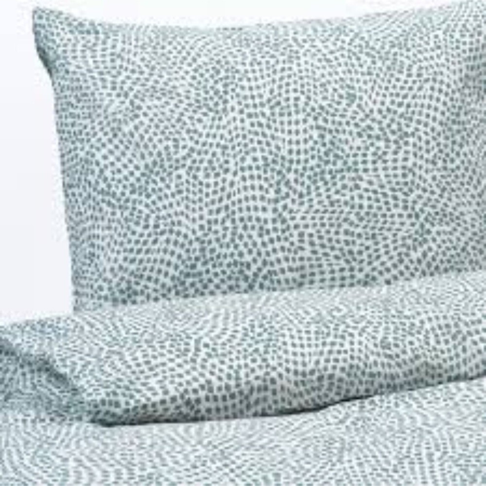 IKEA Tradkrassula Full/Queen Duvet Cover & Pillowcases White Teal Blue Scandi